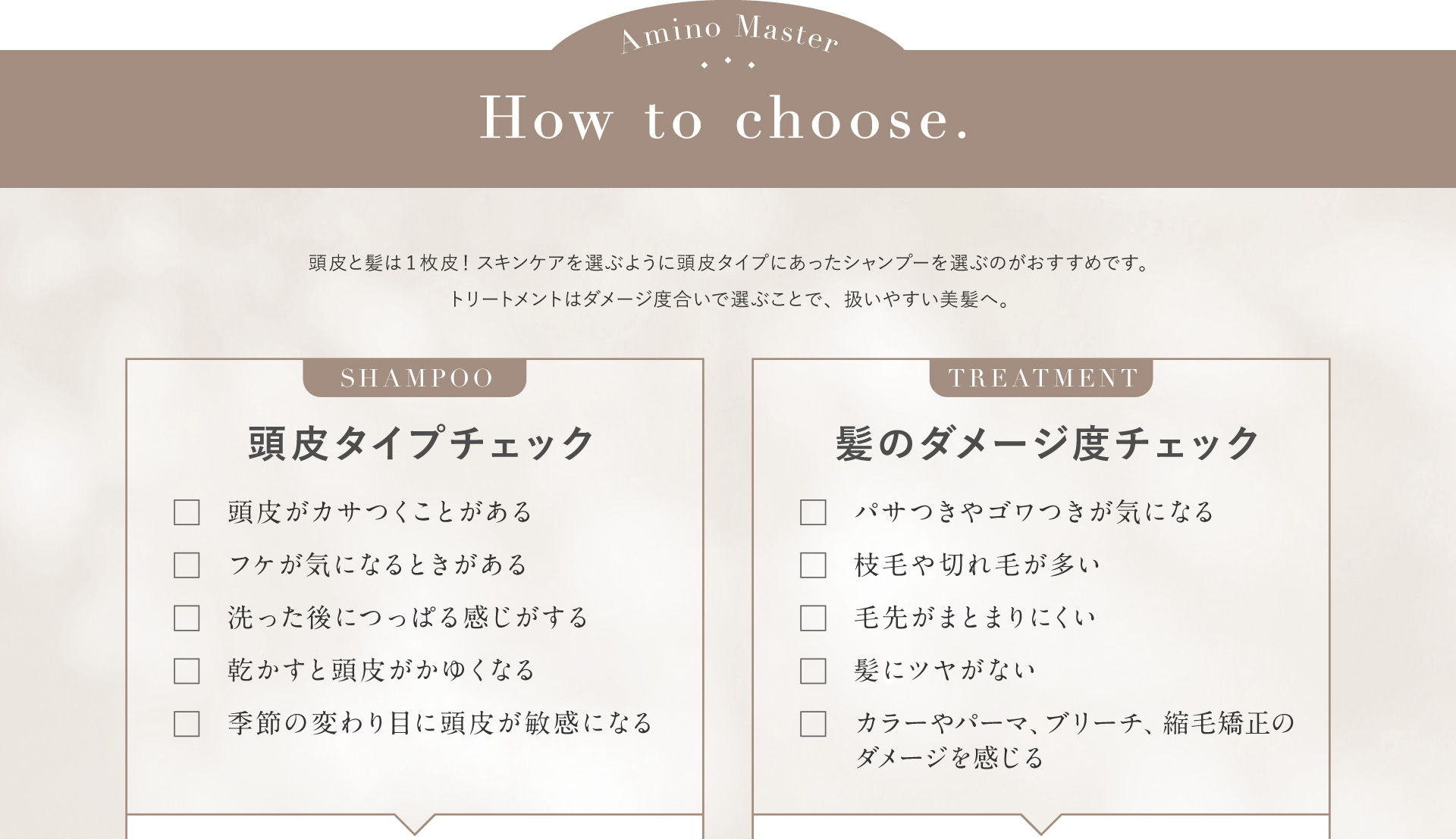 Amino Master 頭皮タイプチェック 髪のダメージ度チェック